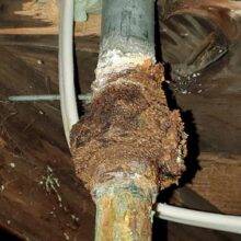 Rusted and failing water pipe