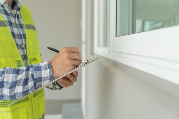 Inspector Or Engineer Is Inspecting Construction And Quality Ass | Amerispec Home Inspection Service Home inspector checking a new construction house